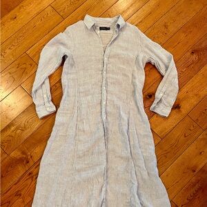 Polo Ralph Lauren Linen Shirt Dress - SZ 10 - Classic Blue/Wht Stripe